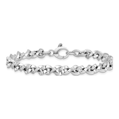 14K White Gold Fancy Twisted Link Bracelet – view 4