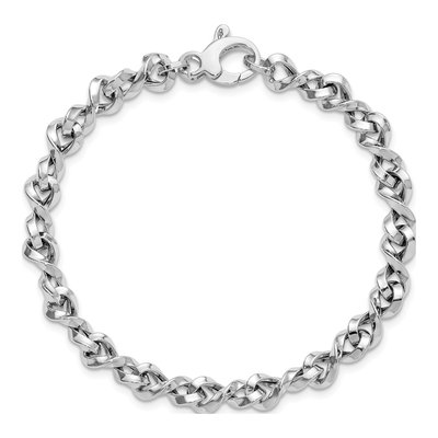 14K White Gold Fancy Twisted Link Bracelet – view 5