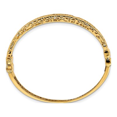 14K Yellow Gold Hollow Fancy Bangle Bracelet – view 3