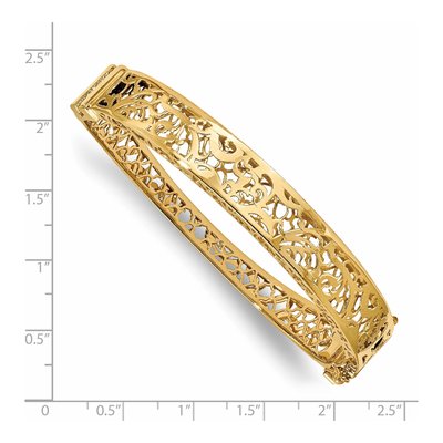 14K Yellow Gold Hollow Fancy Bangle Bracelet – view 4