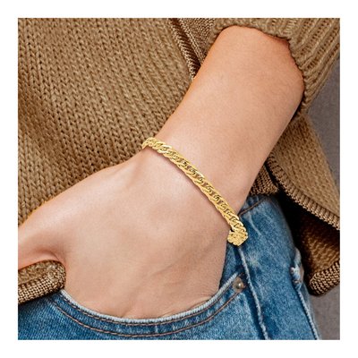 14K Yellow Gold Fancy Link Bracelet, 7.5 in – view 5