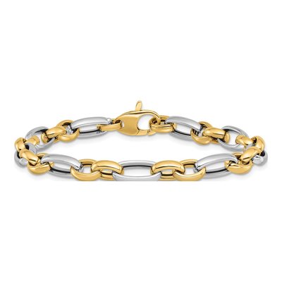 14K Two-Tone Gold Fancy Link Bracelet – view 4
