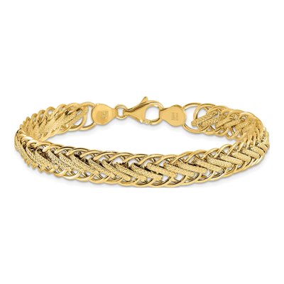 14K Yellow Gold Textured Fancy Link Bracelet – view 4