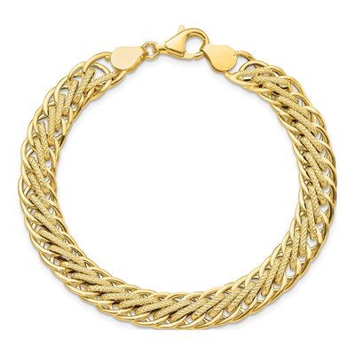 14K Yellow Gold Textured Fancy Link Bracelet – view 6