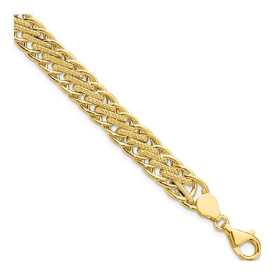 14K Yellow Gold Textured Fancy Link Bracelet