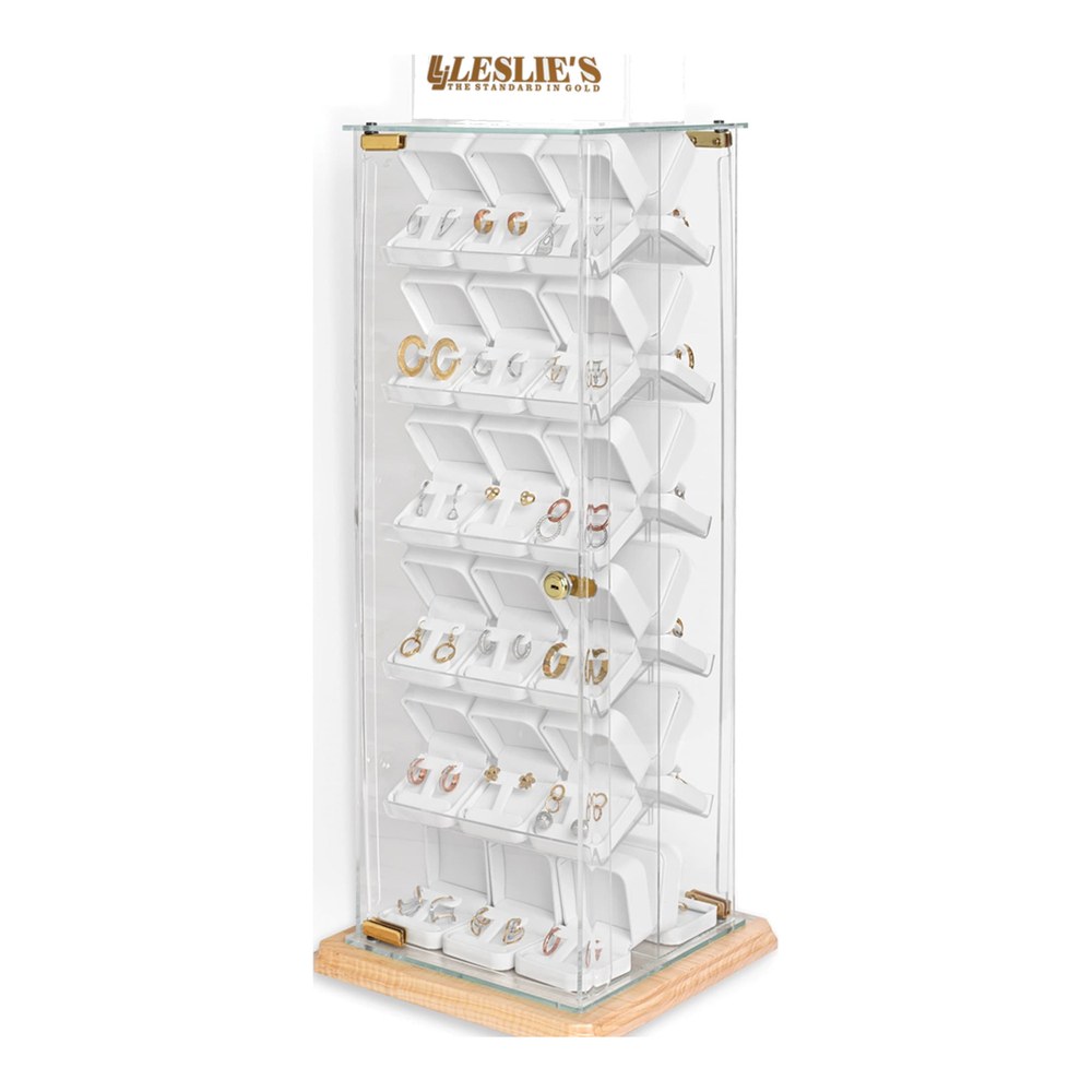 12 Inch 2-Sided Locking 36 Earring Display With Security Cable & Boxes
