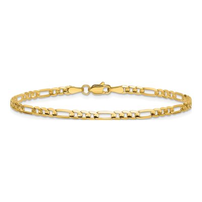 14K Yellow Gold 3mm Concave Open Figaro Chain Bracelet – view 3