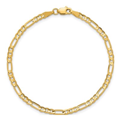 14K Yellow Gold 3mm Concave Open Figaro Chain Bracelet – view 4