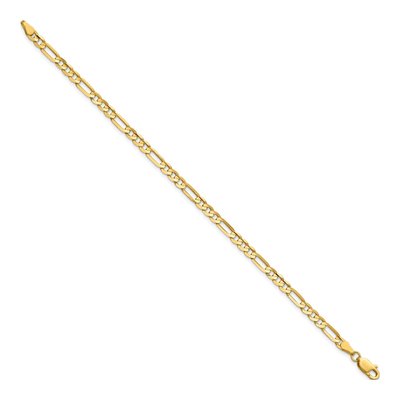 14K Yellow Gold 4mm Concave Open Figaro Chain Bracelet – view 2