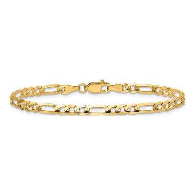 14K Yellow Gold 4mm Concave Open Figaro Chain Bracelet – view 4