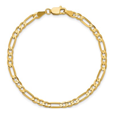 14K Yellow Gold 4mm Concave Open Figaro Chain Bracelet – view 5