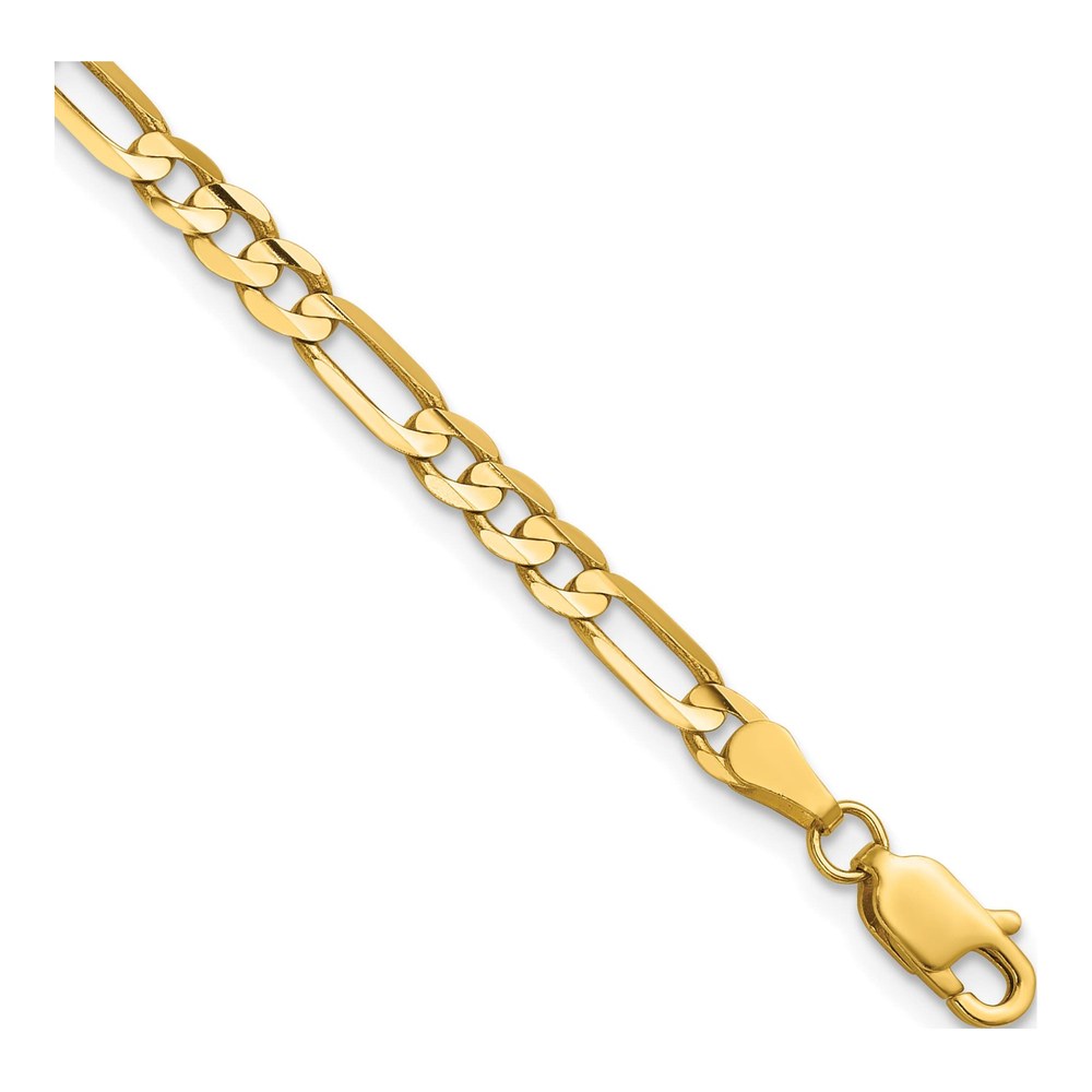 14K Yellow Gold Concave Figaro Bracelet, 7 Inch