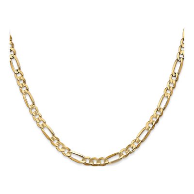14K Yellow Gold 4.5mm Concave Open Figaro Chain – view 2