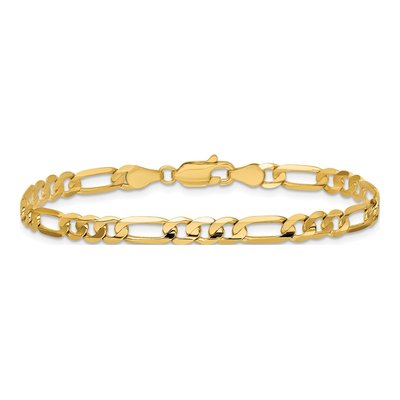 14K Yellow Gold 4.5mm Concave Open Figaro Chain Bracelet – view 4