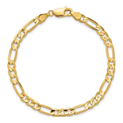 14K Yellow Gold 4.5mm Concave Open Figaro Chain Bracelet – view 5