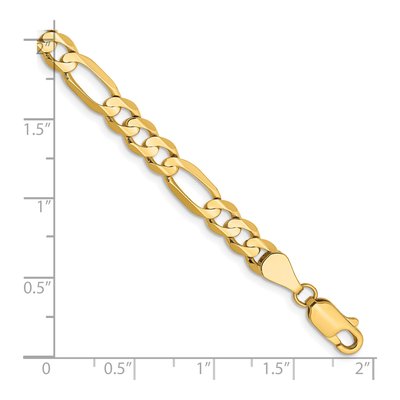 14K Yellow Gold 5.5mm Concave Open Figaro Chain Bracelet – view 3