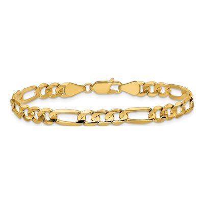 14K Yellow Gold 5.5mm Concave Open Figaro Chain Bracelet – view 4