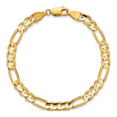 14K Yellow Gold 5.5mm Concave Open Figaro Chain Bracelet – view 5
