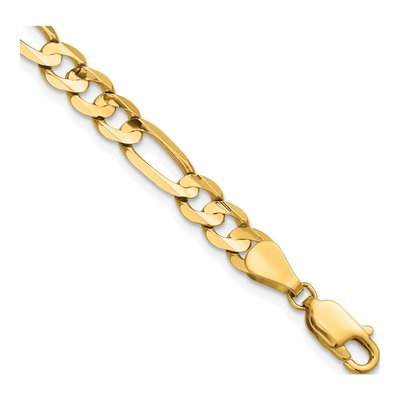 14K Yellow Gold 5.5mm Concave Open Figaro Chain Bracelet