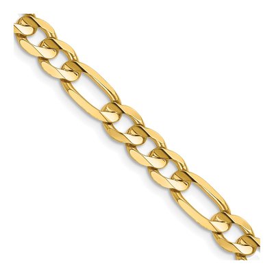 14K Yellow Gold 6mm Concave Open Figaro Chain