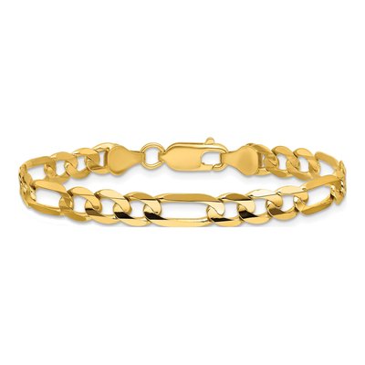 14K Yellow Gold 6mm Concave Open Figaro Chain Bracelet – view 4