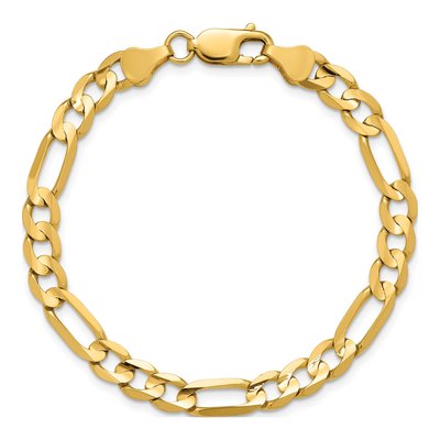 14K Yellow Gold 6mm Concave Open Figaro Chain Bracelet – view 5