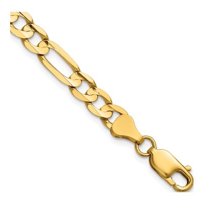 14K Yellow Gold 6mm Concave Open Figaro Chain Bracelet