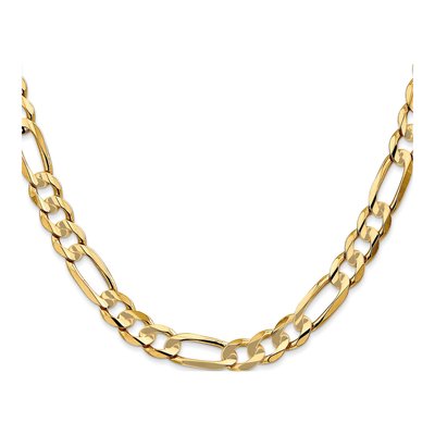 14K Yellow Gold 6.75mm Concave Open Figaro Chain – view 2
