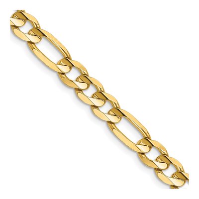 14K Yellow Gold 6.75mm Concave Open Figaro Chain