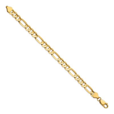 14K Yellow Gold 6.75mm Concave Open Figaro Chain Bracelet – view 2