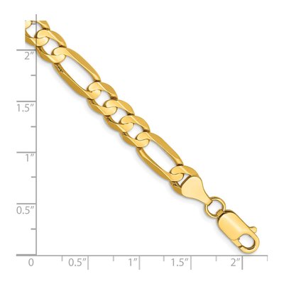 14K Yellow Gold 6.75mm Concave Open Figaro Chain Bracelet – view 3