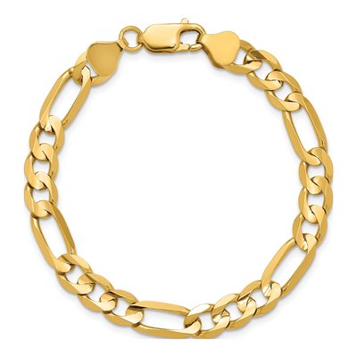 14K Yellow Gold 6.75mm Concave Open Figaro Chain Bracelet – view 5