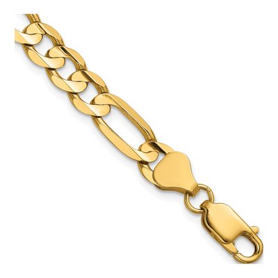 14K Yellow Gold 6.75mm Concave Open Figaro Chain Bracelet