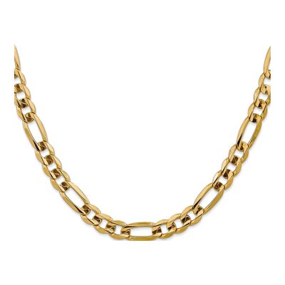 14K Yellow Gold 7.5mm Concave Open Figaro Chain – view 2