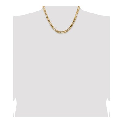 14K Yellow Gold 7.5mm Concave Open Figaro Chain – view 4