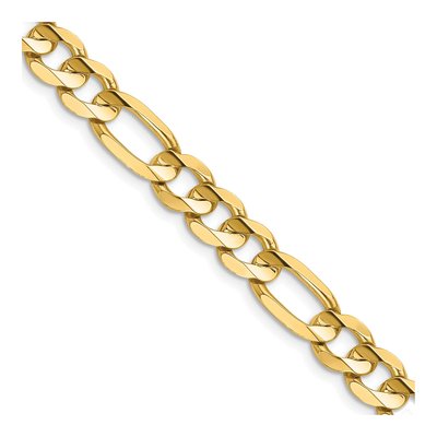 14K Yellow Gold 7.5mm Concave Open Figaro Chain
