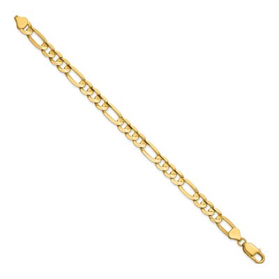 14K Yellow Gold 7.5mm Concave Open Figaro Chain Bracelet – view 2