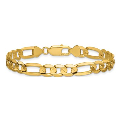 14K Yellow Gold 7.5mm Concave Open Figaro Chain Bracelet – view 3
