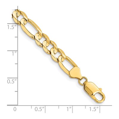 14K Yellow Gold 7.5mm Concave Open Figaro Chain Bracelet – view 4