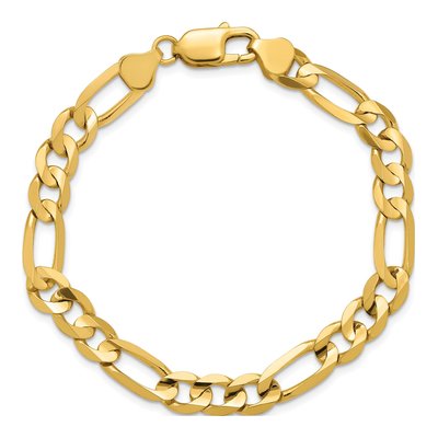 14K Yellow Gold 7.5mm Concave Open Figaro Chain Bracelet – view 5