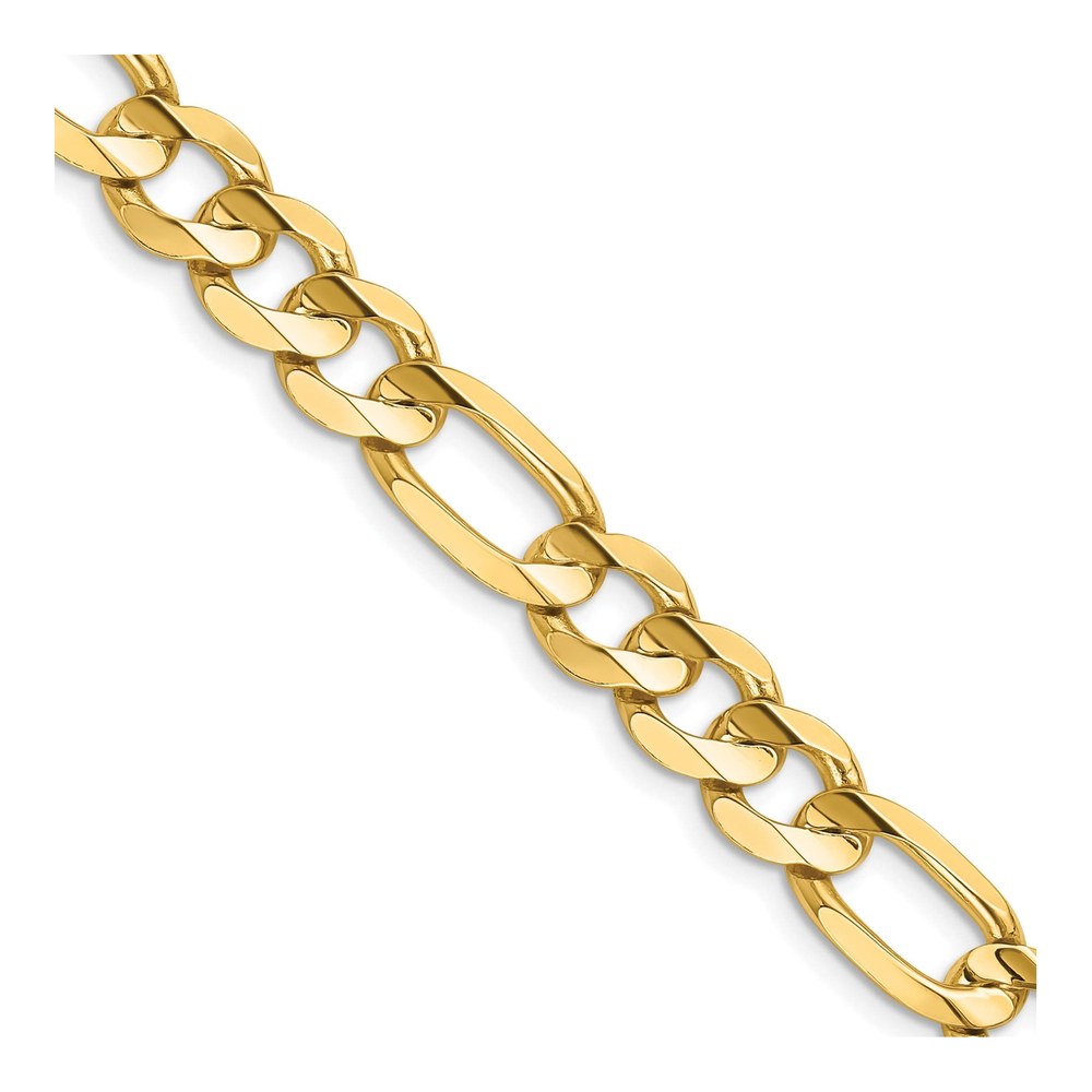 14K Yellow Gold 8.75mm Concave Open Figaro Chain