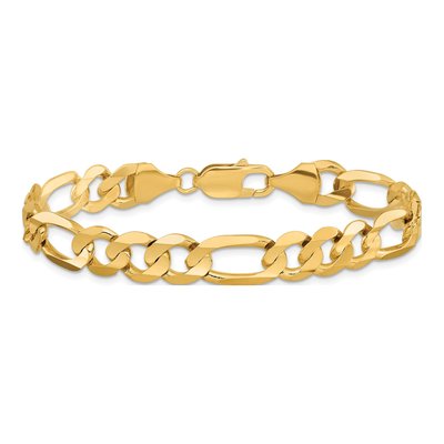 14K Yellow Gold 8.75mm Concave Open Figaro Chain Bracelet – view 2