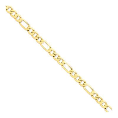 14K Yellow Gold 8.75mm Concave Open Figaro Chain Bracelet
