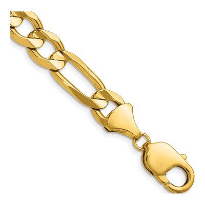 14K Yellow Gold 10mm Concave Open Figaro Chain