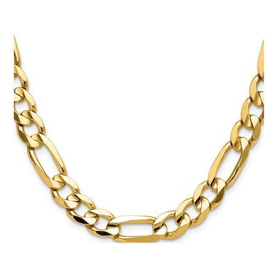 14K Yellow Gold 10mm Concave Open Figaro Chain – view 2