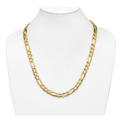 14K Yellow Gold 10mm Concave Open Figaro Chain – view 4