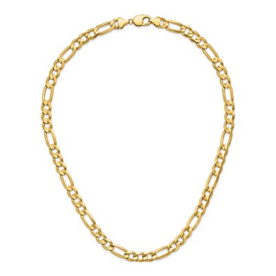 14K Yellow Gold 10mm Concave Open Figaro Chain – view 5