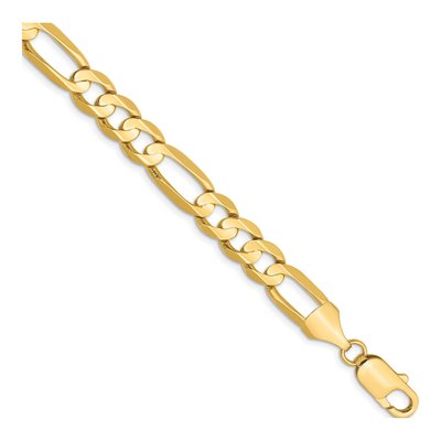 14K Yellow Gold 10mm Concave Open Figaro Chain Bracelet