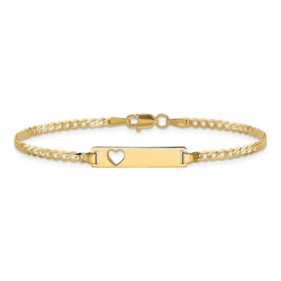 14K Yellow Gold Curb Link Cut-Out Heart ID Bracelet – view 3