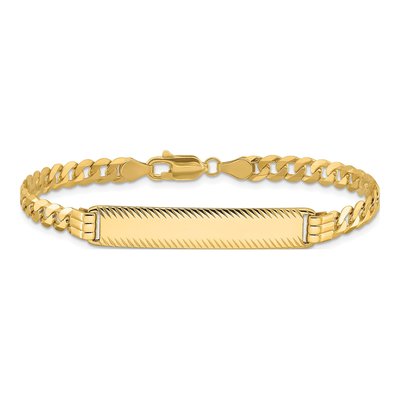 14K Yellow Gold Curb Link ID Bracelet – view 4